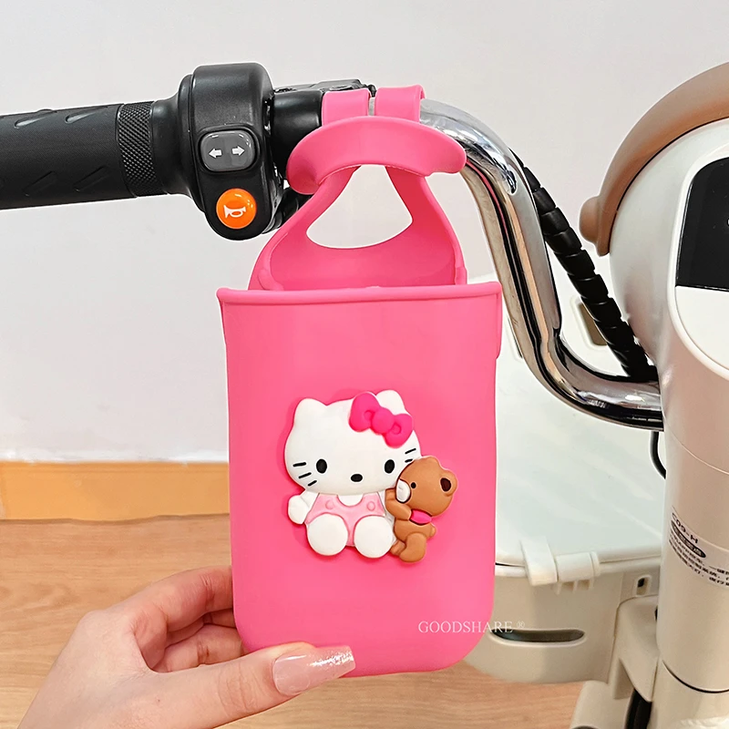 电动车硅胶水杯架便携可爱卡通电瓶车车把咖啡杯水壶架镂空设计