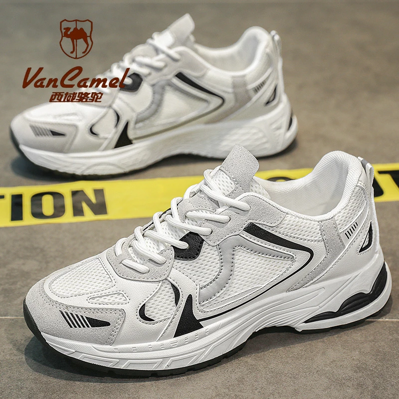 西域骆驼透气网面运动鞋子男厚底休闲跑步老爹鞋潮鞋2025年春季款