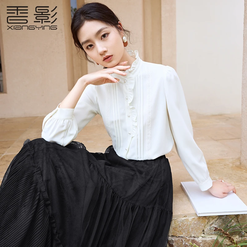 【小余专属】C844252衬衫 香影雪纺衬衫女长袖2024秋冬新款衬