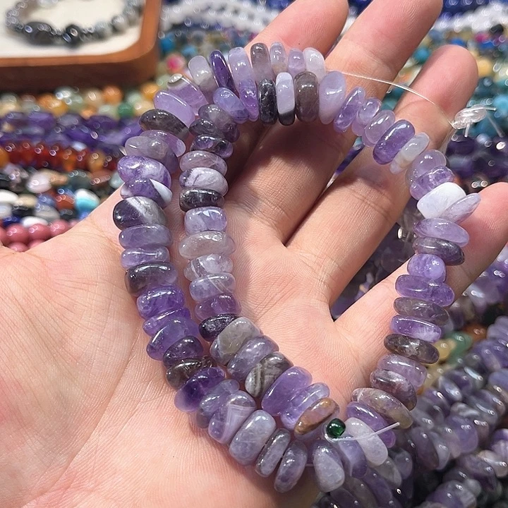 玛瑙/玉髓合金珠宝半成品紫水隔片中间孔一条12mm