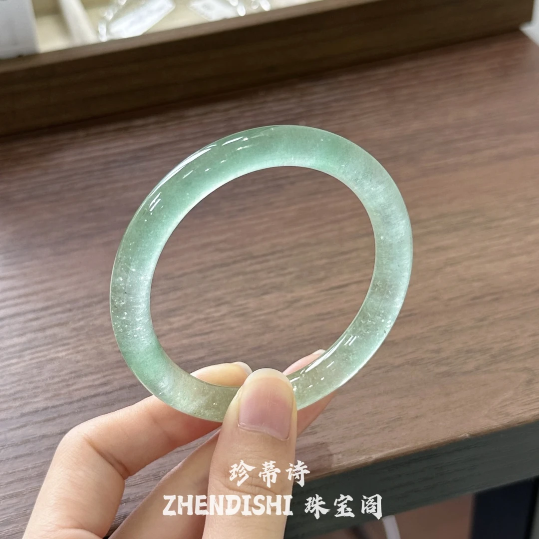 冰种天青冻玉手镯叮当镯库里蓝水冰子玛瑙手镯石英岩玉正品送礼物