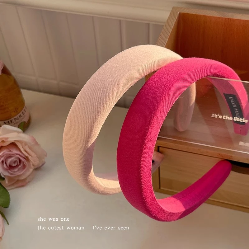 温柔少女心玫粉色系海绵发箍2025新款高颅顶百搭头箍发卡洗脸发捆