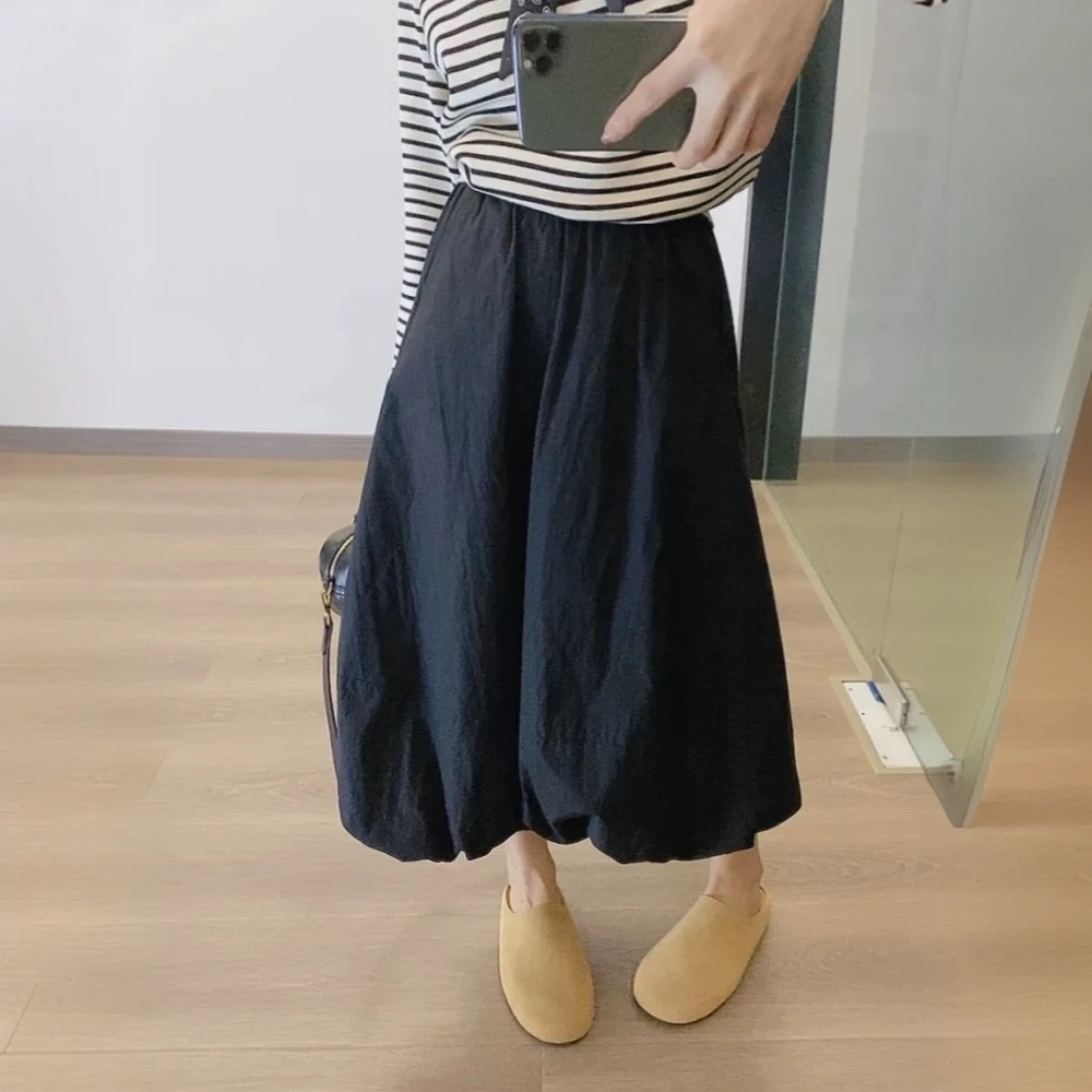 春季新款高腰开苞半身裙子梨形身材遮肉百搭显瘦花苞裙中长款