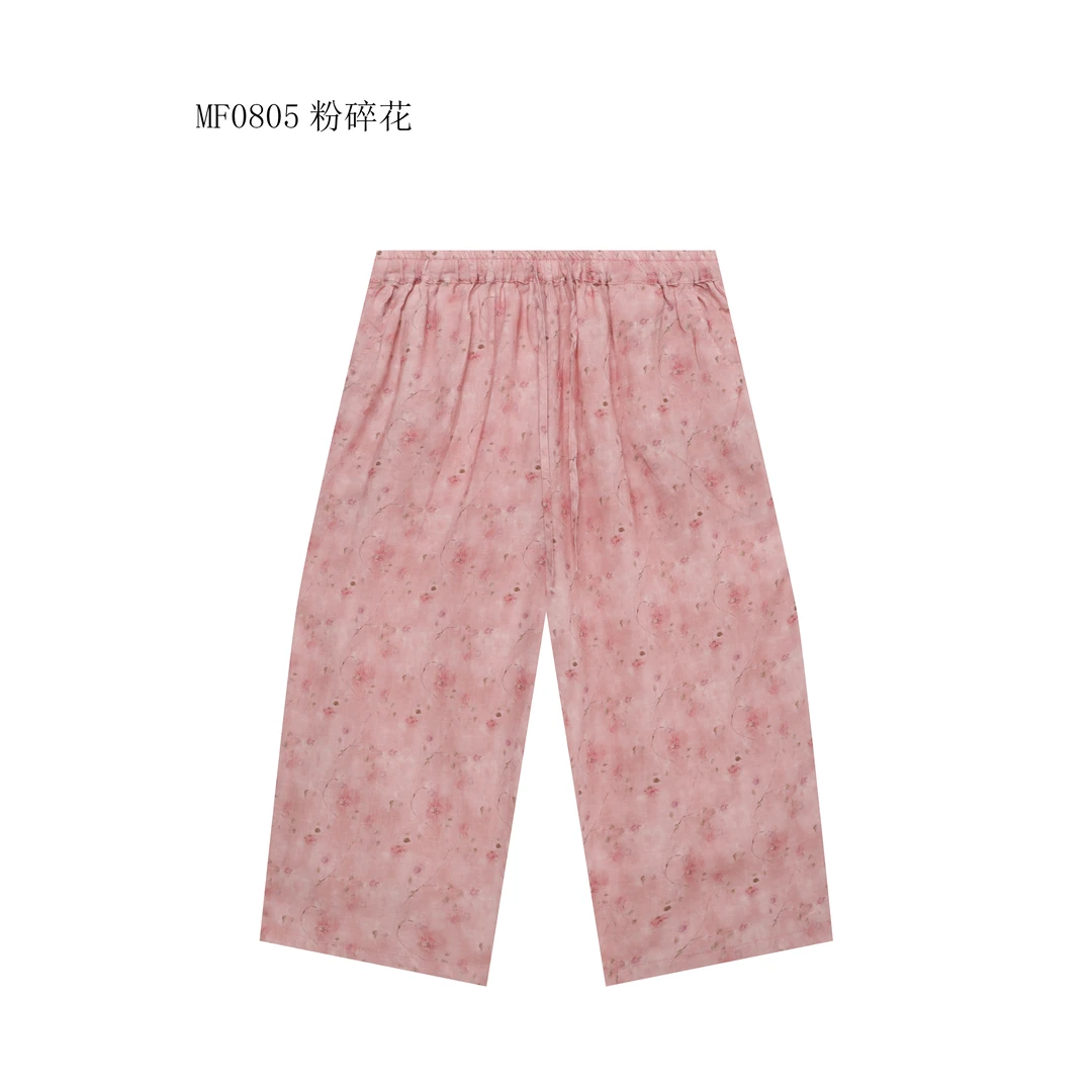 【麻訪家】MF0805粉碎花文艺印花舒适休闲百搭直筒裤
