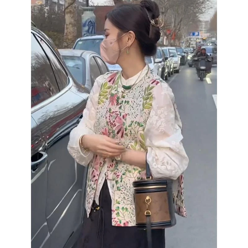 复古提花新中式国风马甲女外搭秋秋新款小个子高级感背心马夹外套