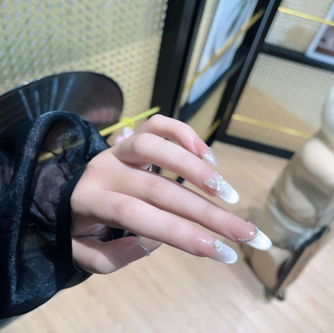 【月汐痕】手工法式猫眼镶钻点缀银河仙女风轻奢穿戴甲-W008