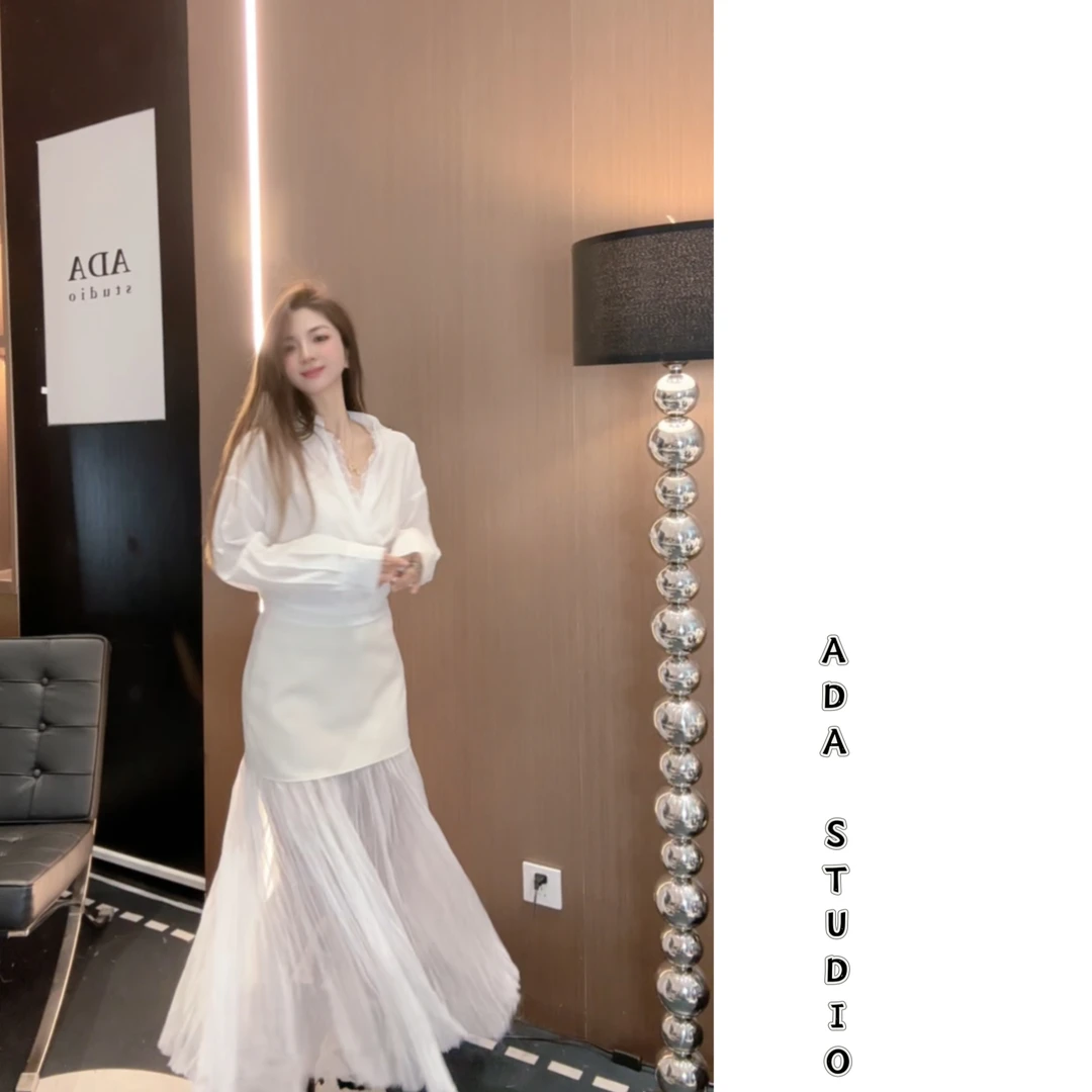 Ada定制【纱的嫁衣】花瓣百褶高腰半身裙春季褶皱垂坠感温柔长裙