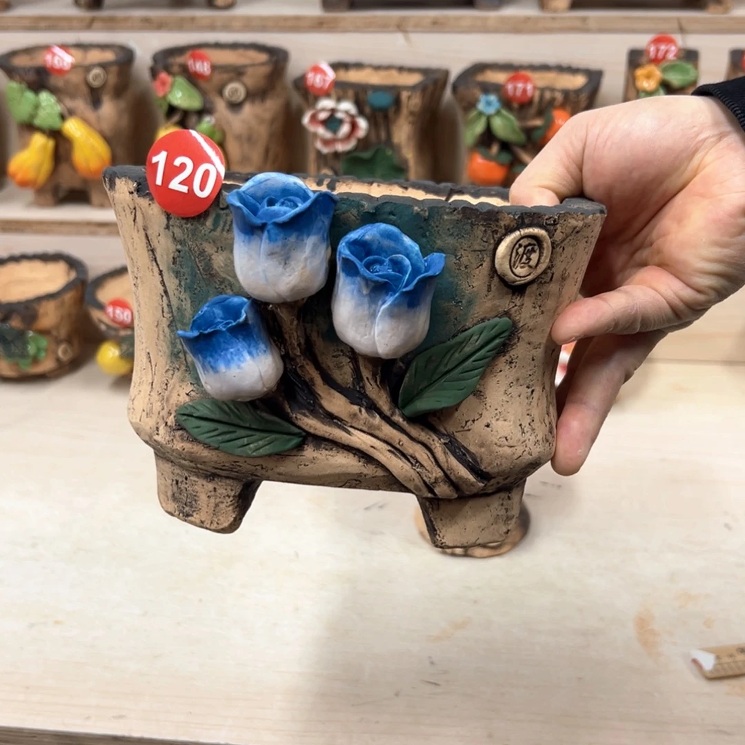 紫砂花盆120号内口17×15外高13
