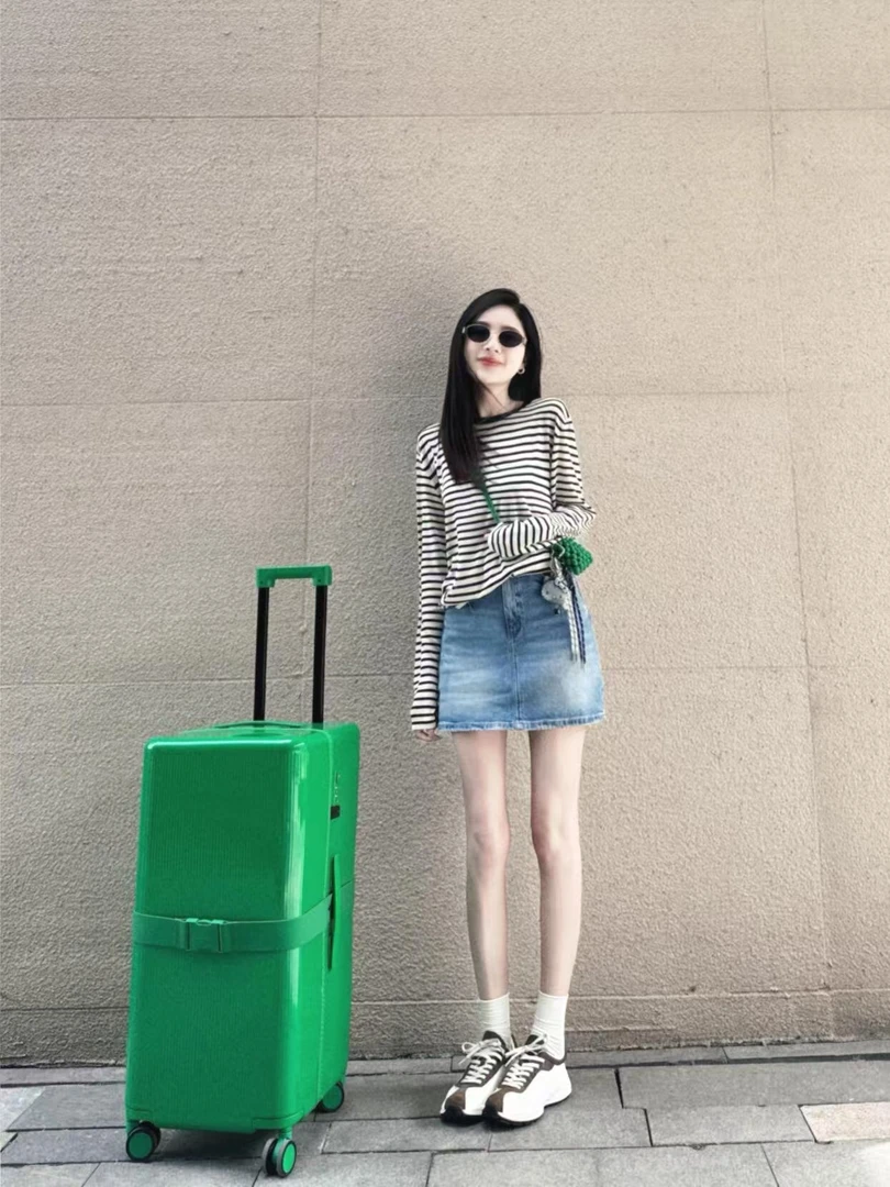 2025夏季新款薄款条纹t恤女长袖罩衫上衣女宽松显瘦百搭牛仔半裙