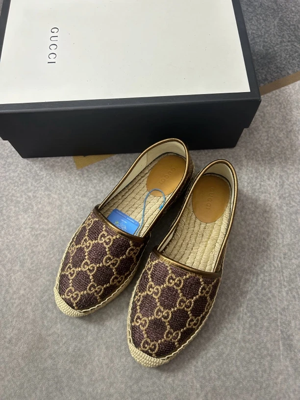 99新 GUCCI/古驰 古驰guccu满印渔夫鞋三六半码99新