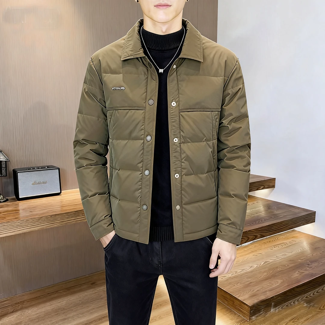 男士冬季新款新国标羽绒服保暖商务基础大众常规百搭休闲翻领外套