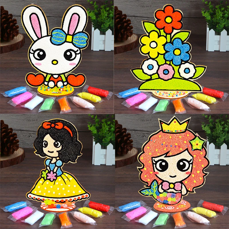 珍珠泥儿童3D手工粘土画立体diy木板画益智幼儿园制作雪花泥画