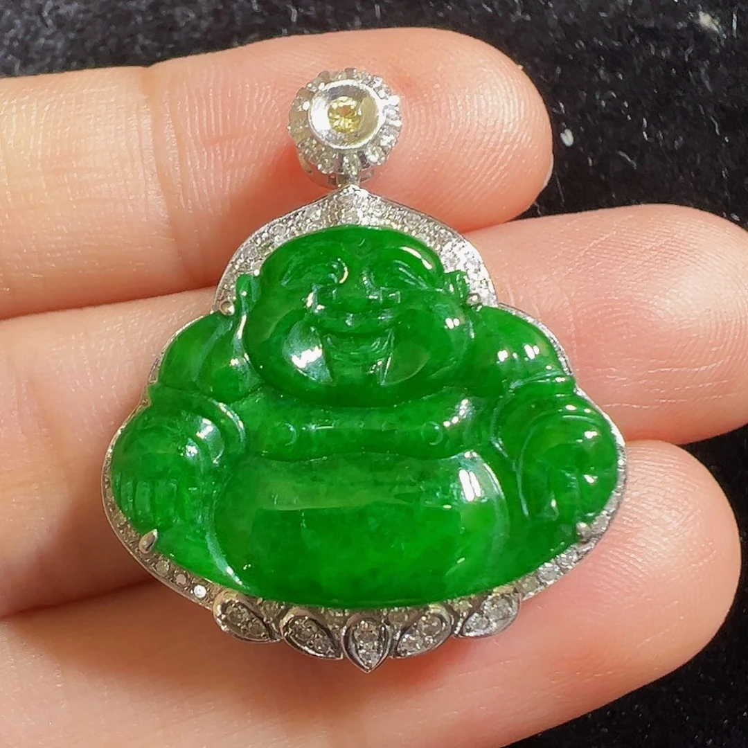 翡翠18K金镶嵌吊坠(不含链)