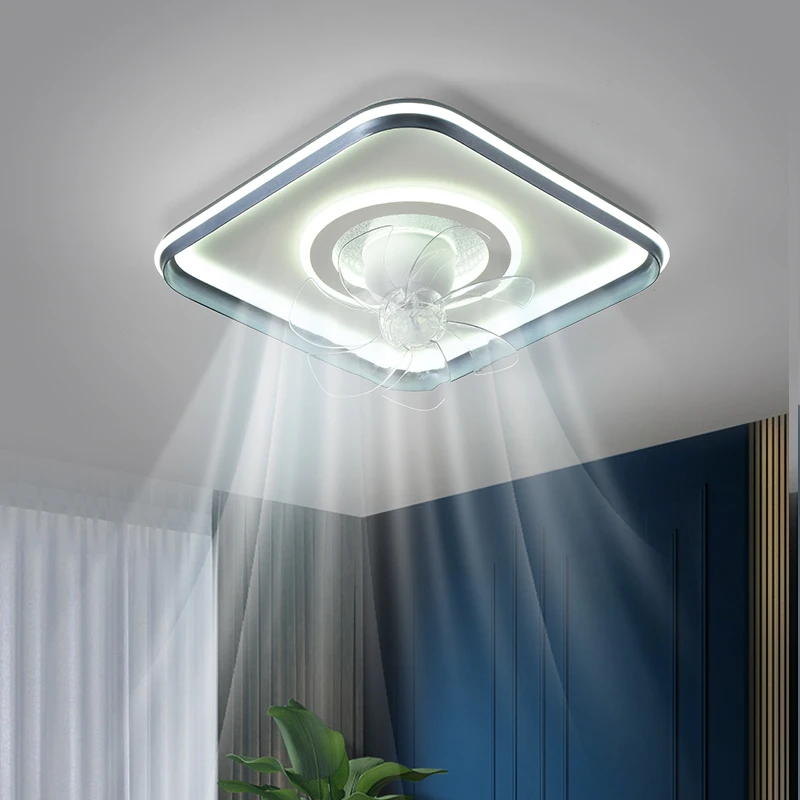 高端铝材风扇灯卧室餐厅现代简约吸顶灯吊扇灯轻奢创意静音中山灯