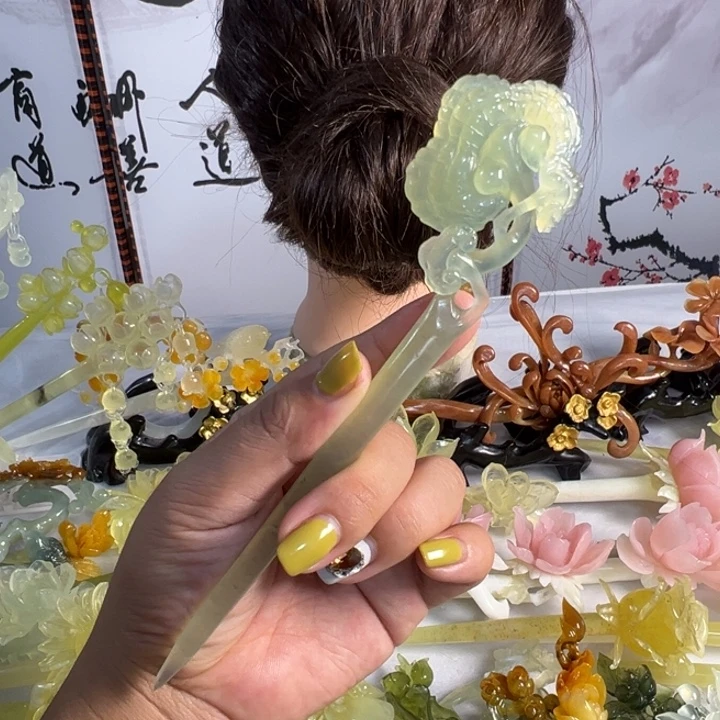 定制蛇纹石玉毛货发饰