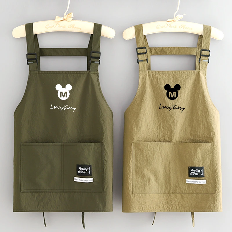 卡通防泼水围裙家用厨房做饭餐饮专用工装围腰定制印字成人工作服