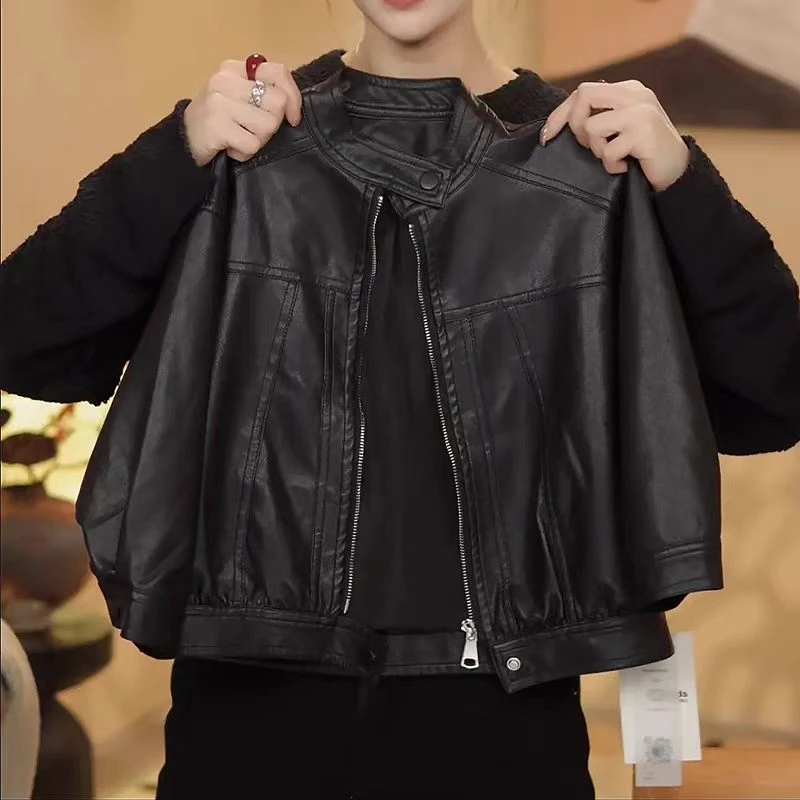 儿童春秋皮衣外套2025新品男女宝宝百搭纯色皮夹克新款皮衣风衣潮