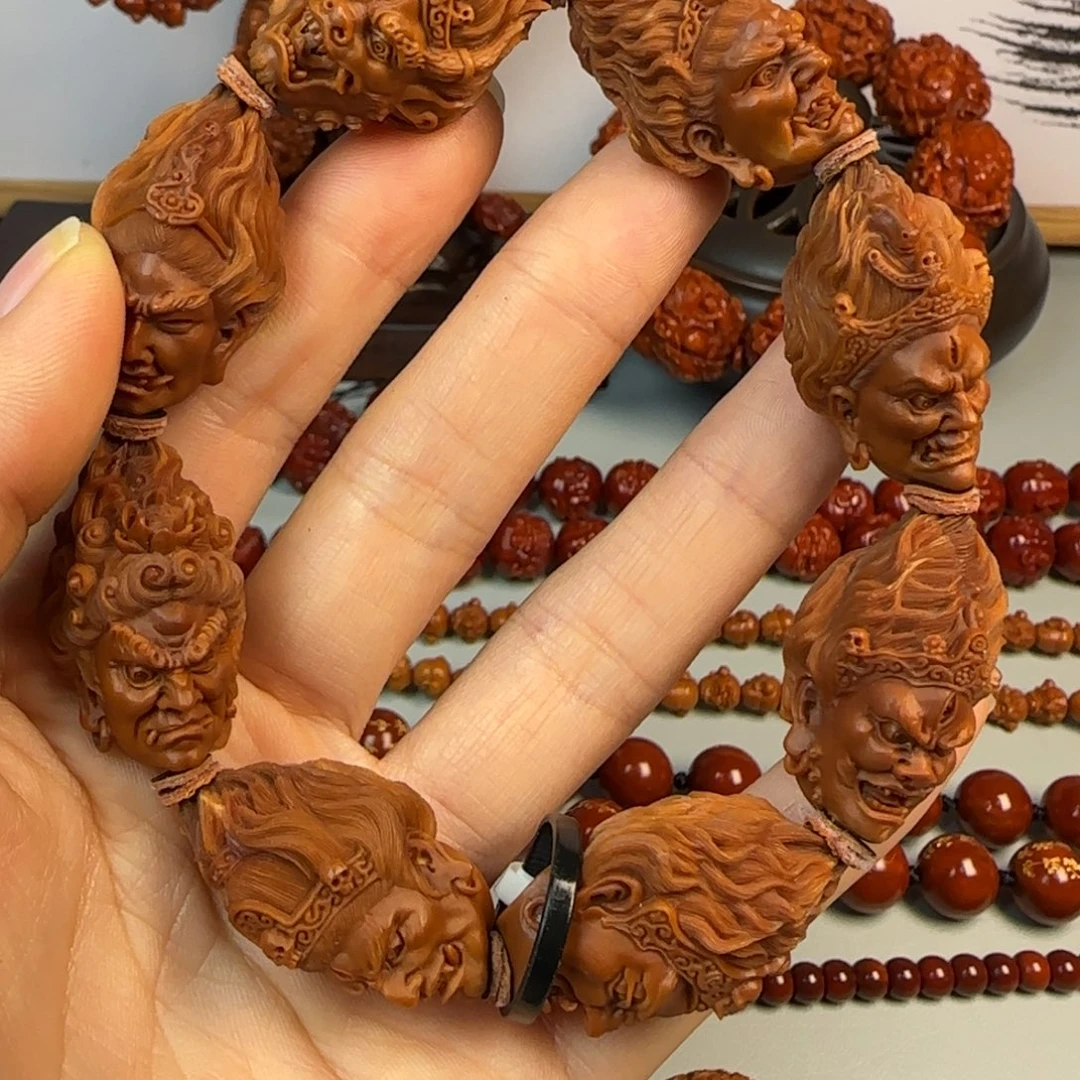 手串/手链橄榄核深雕八大明王水晶核