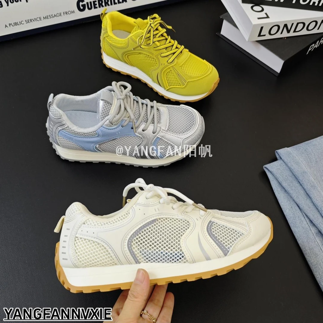 YANGFAN阳帆港风新款老爹鞋女2025秋季学生跑步休闲单网面阿甘鞋