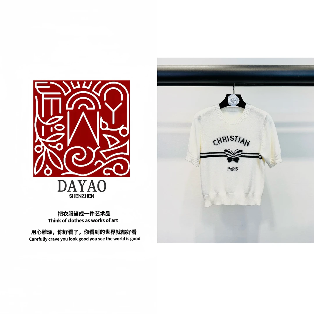「DAYAO」25s 新款温柔奶呼呼蝴蝶结针织衫毛衣短袖上衣WYS25337