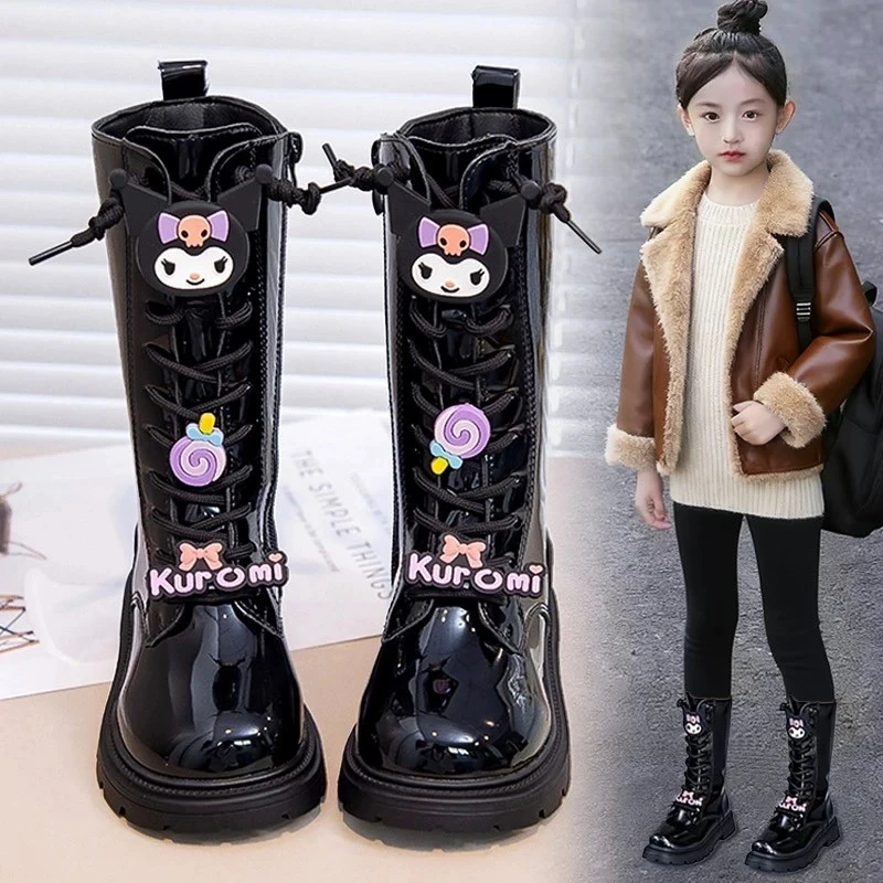 女童长筒靴子秋冬2025新款儿童马丁靴潮酷女孩加绒保暖中大童皮靴