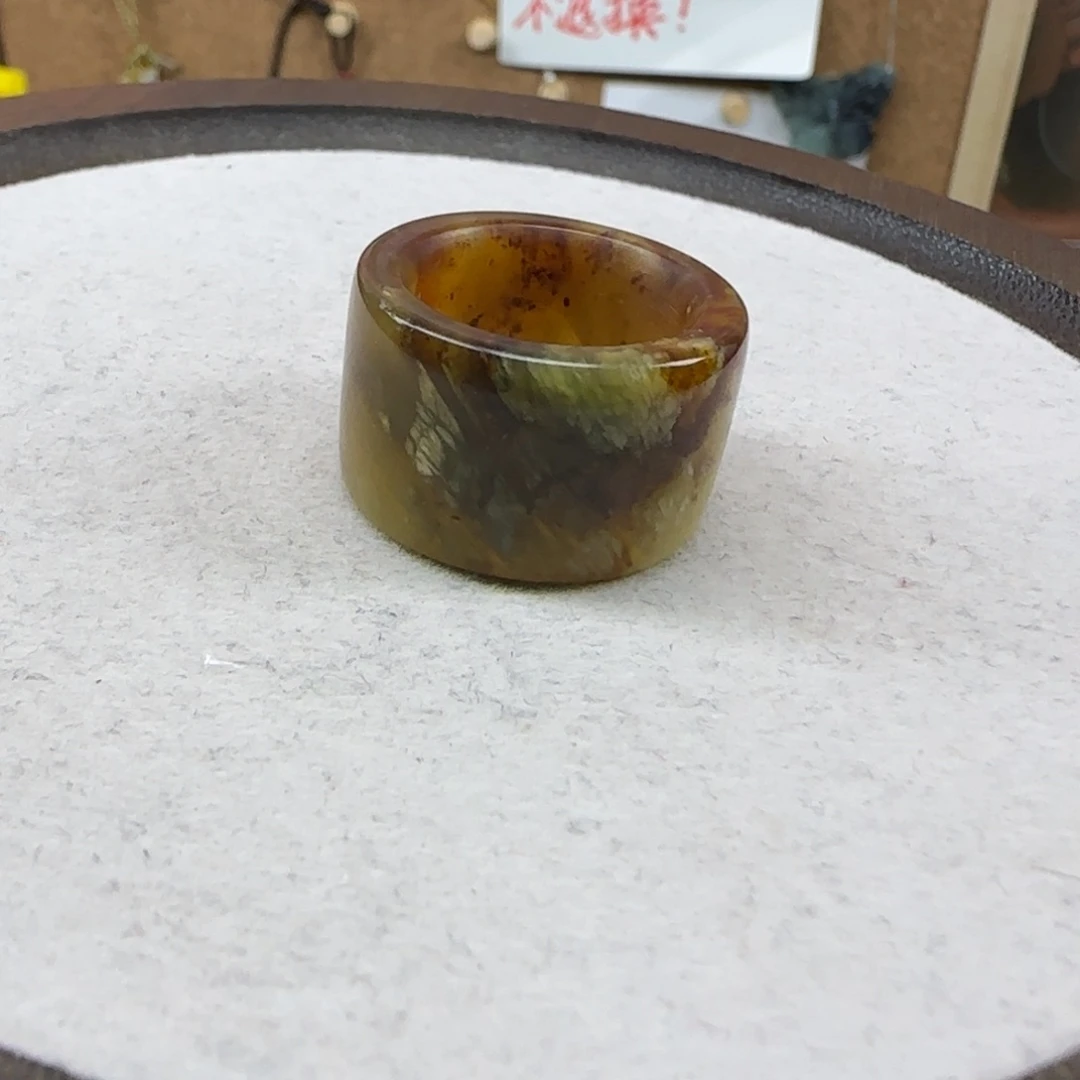 蛇纹石玉合金戒指内径18.9 港19