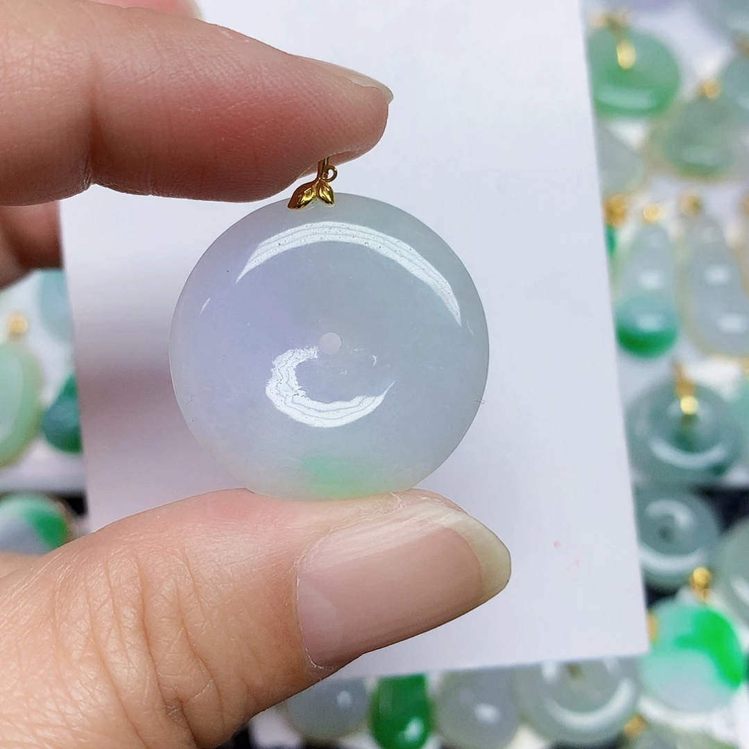 翡翠18K金镶嵌颈饰446778