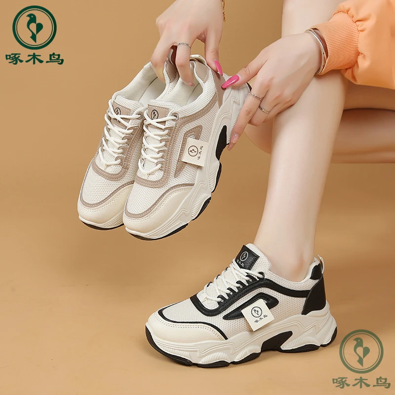 【啄木鸟8888】品牌新款时尚厚底跑步ins网面老爹鞋休闲鞋学生