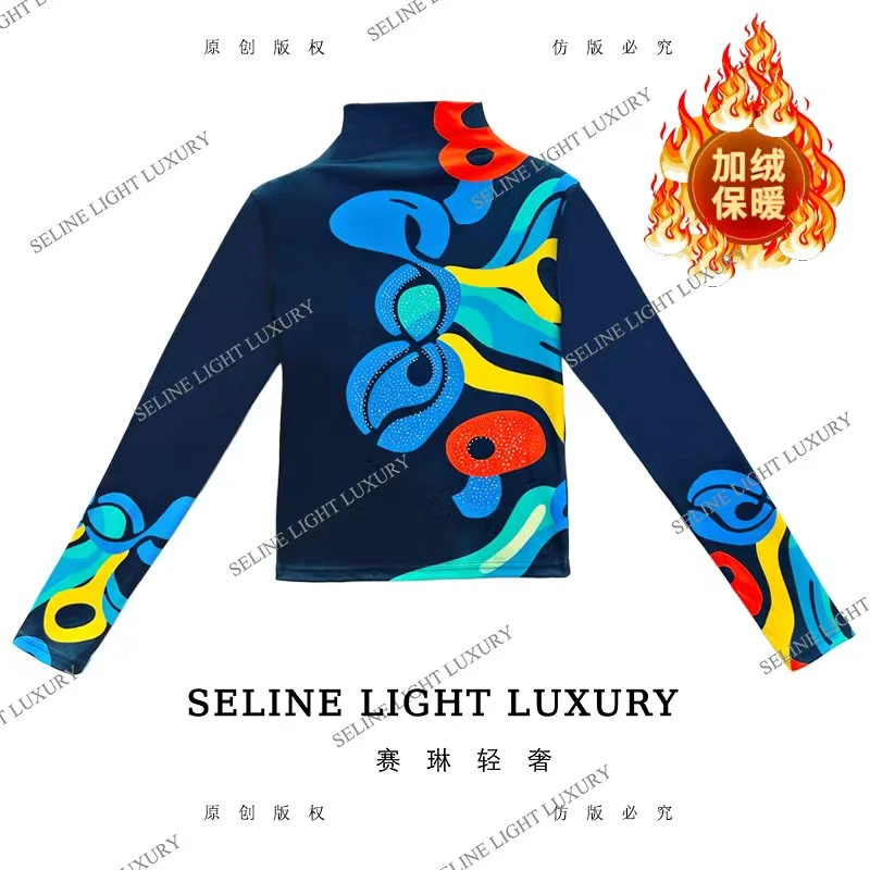 【25Q-790】七 2025 SELINE 原创轻奢几何葫芦印花气质高领加绒长袖