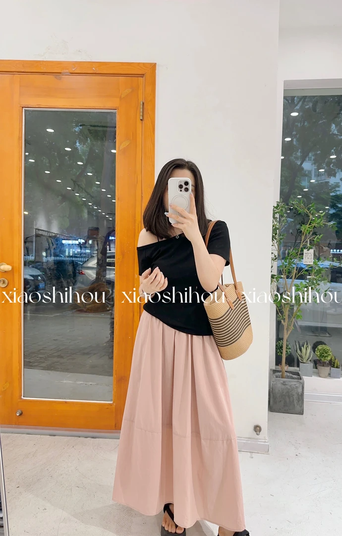 小时候女装店纯色橡皮筋（有口袋）半裙8658