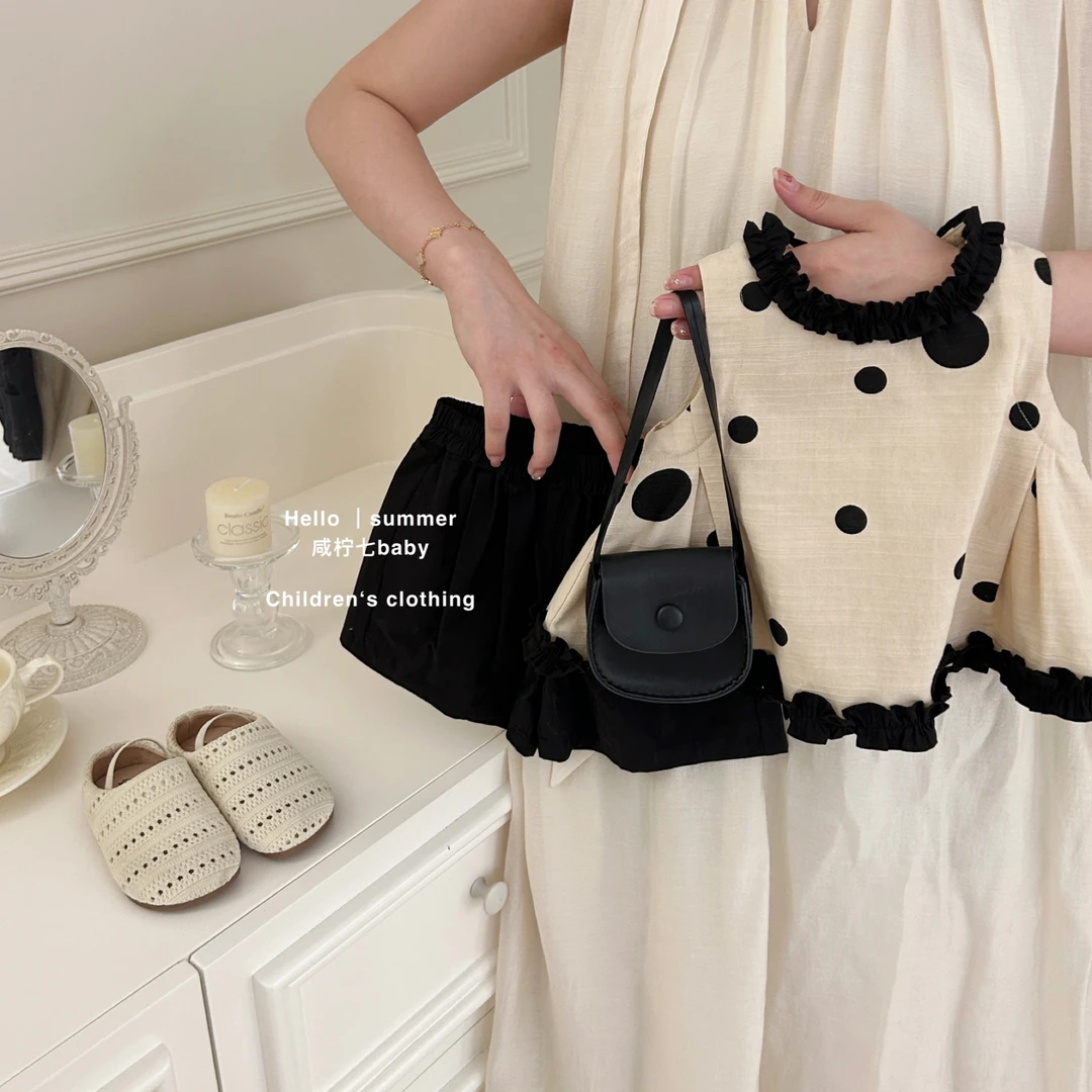 【咸柠七】原创女童夏套装2025新款儿童棉麻韩系无袖背心两件套