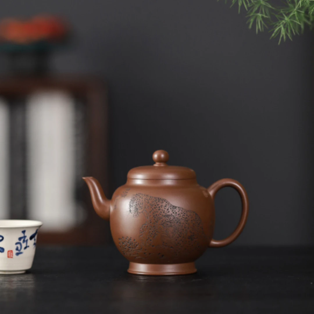 【有名闲富贵，无事散神仙】 南州高仕·金钱豹款 原矿紫泥·280cc