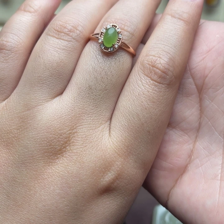 和田玉（碧玉）银S925镶嵌戒指