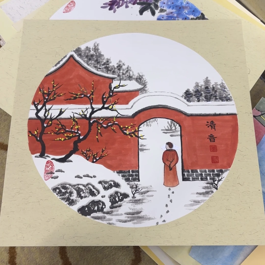国画38-38卡纸花鸟童