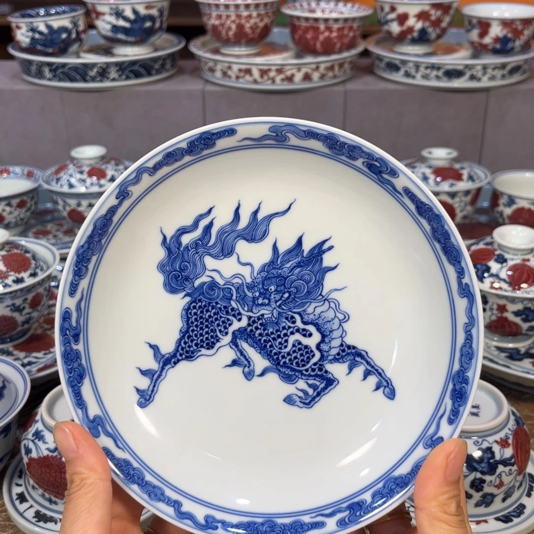 仿清麒麟铃铛盖碗