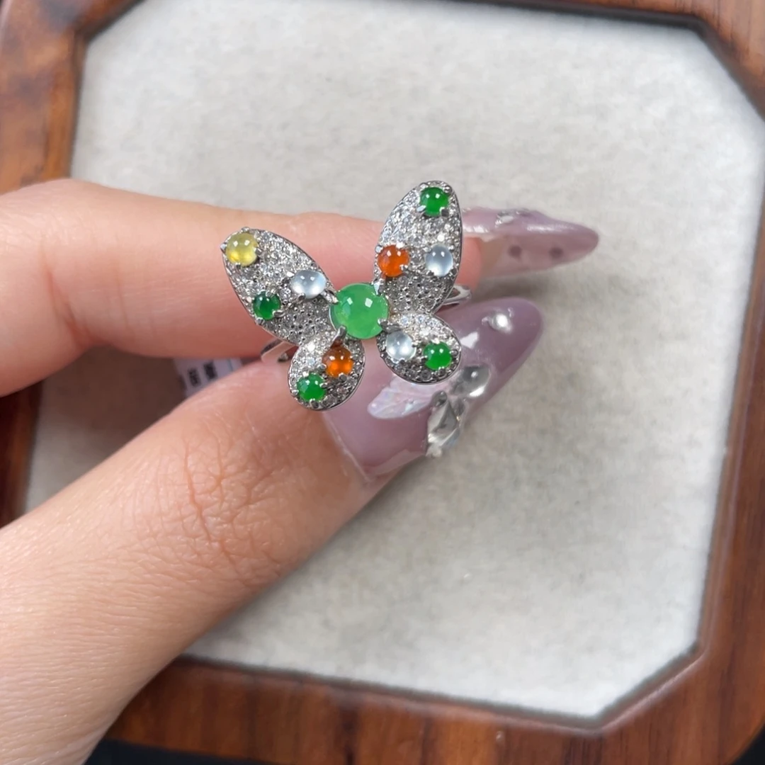 翡翠戒指银S925镶嵌26888