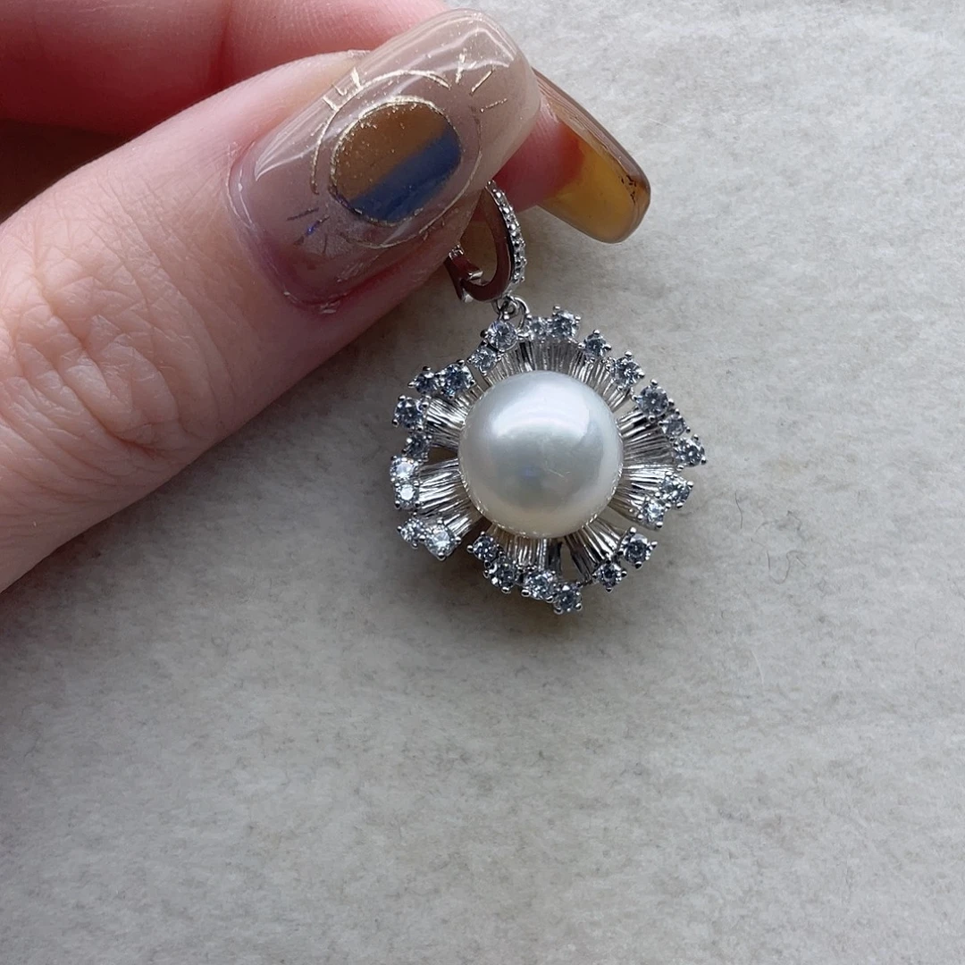 海水珍珠吊坠33银S925镶嵌