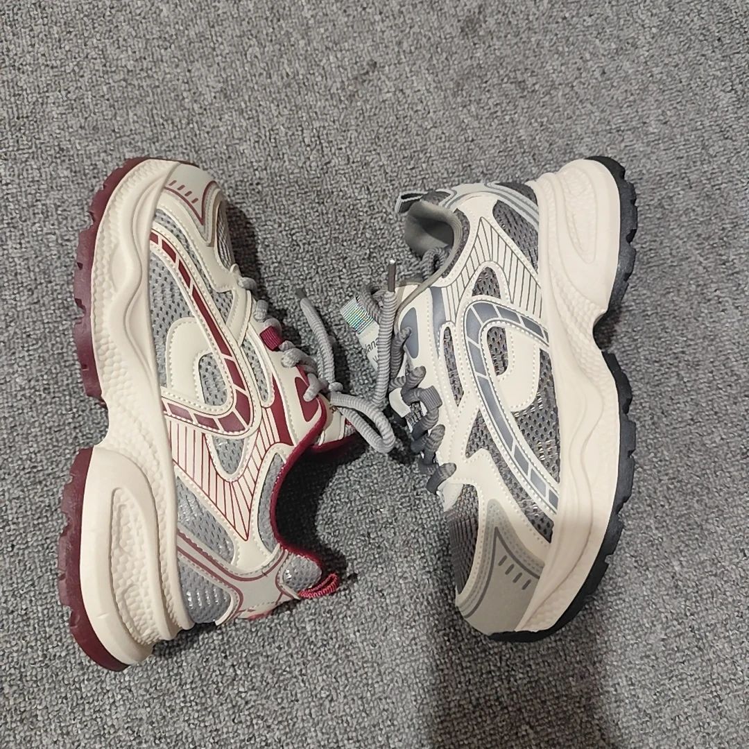 小个子厚底鞋2024冬季新款老爹鞋女百搭网面透气休闲爆款运动女鞋