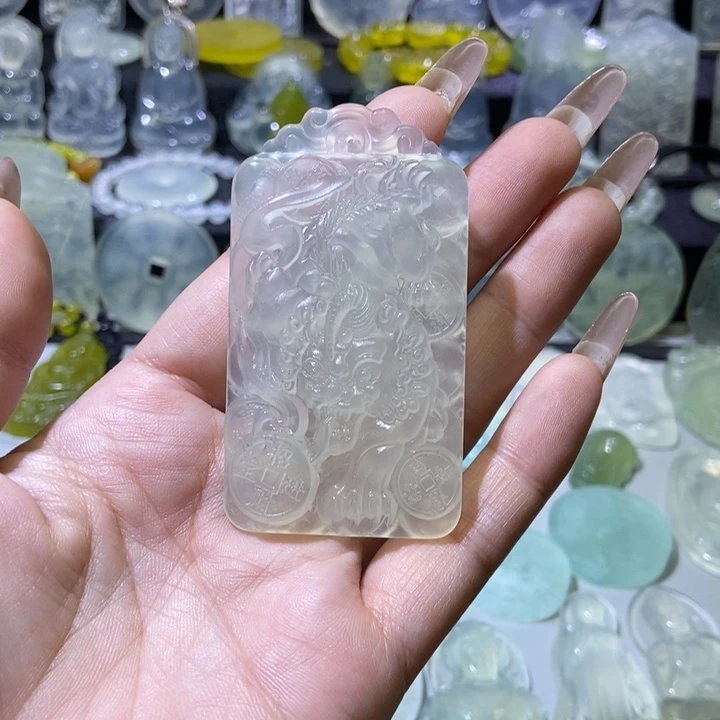 未镶嵌岫玉吸金兽吊坠