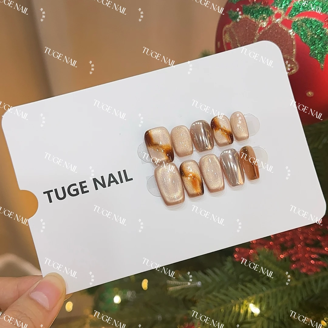 TugeNail“暮色沉”秋冬氛围感魔镜美甲极简猫眼设计师穿戴甲TGXX