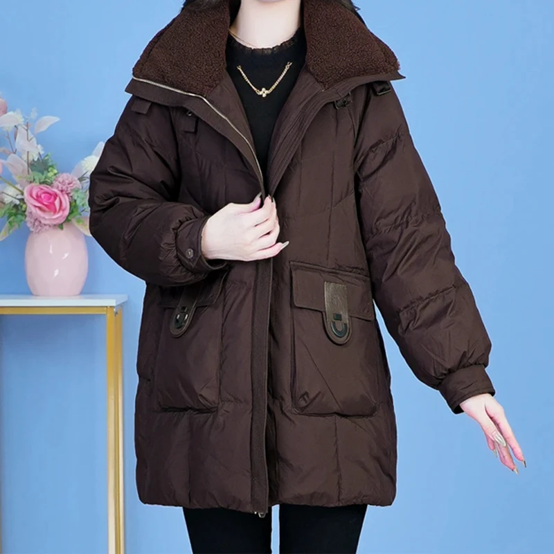 洋气减龄气质时尚高级棉服外套2025秋冬季新款中长款保暖御寒外套