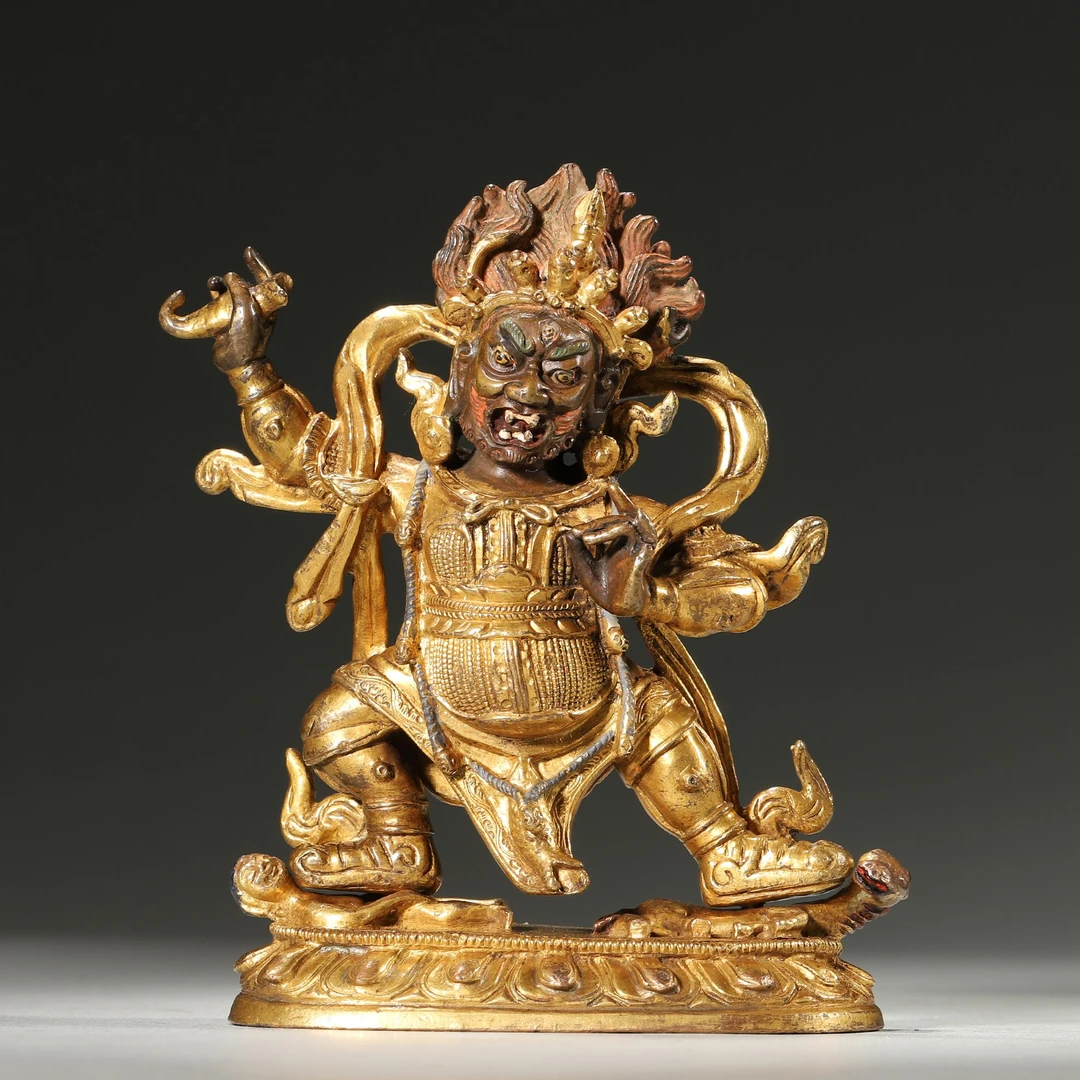 Lot21 清代 铜鎏金护法像