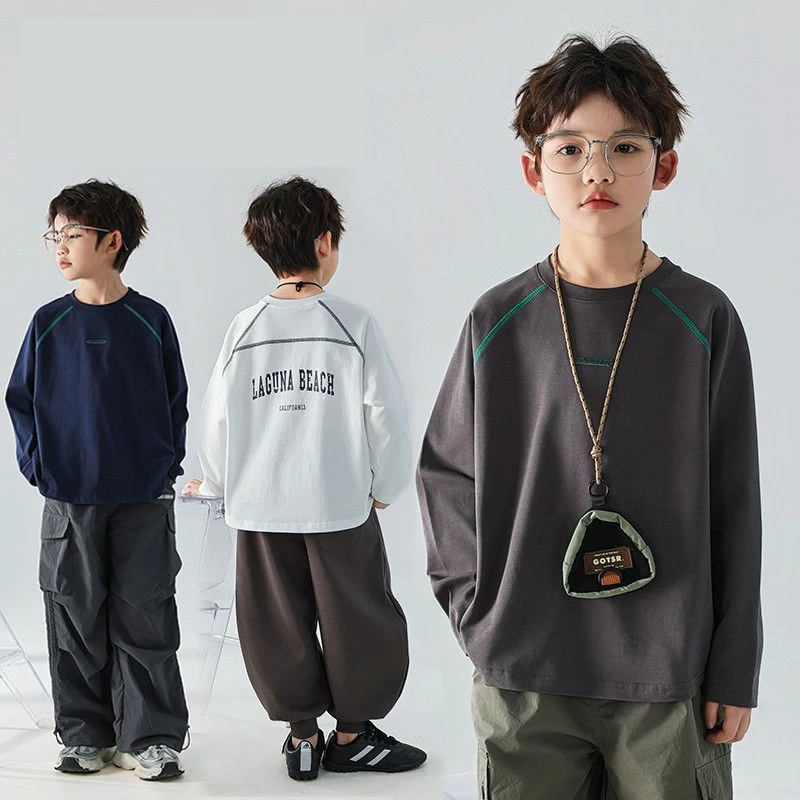 男童春秋款长袖T恤中大童儿童春装纯棉打底