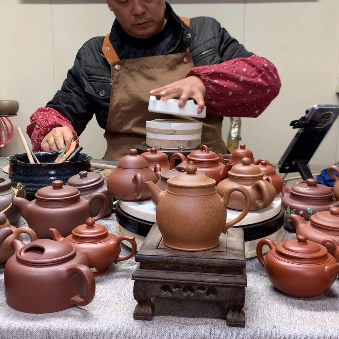 紫泥茶壶黄降坡复古旭帽180 C半手工制作