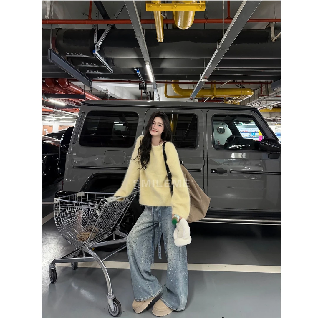 SMILEME【毛茸茸】秋冬绵羊毛混纺慵懒风保暖毛织厚毛衣MK15725412