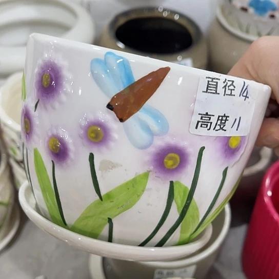 多肉绿植陶瓷花盆9.9包邮，有孔