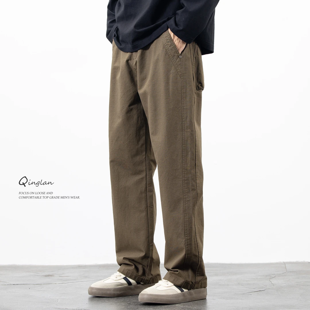 纯棉休闲裤男直筒宽松美式工装潮流百搭大码裤子2025新款秋季长裤