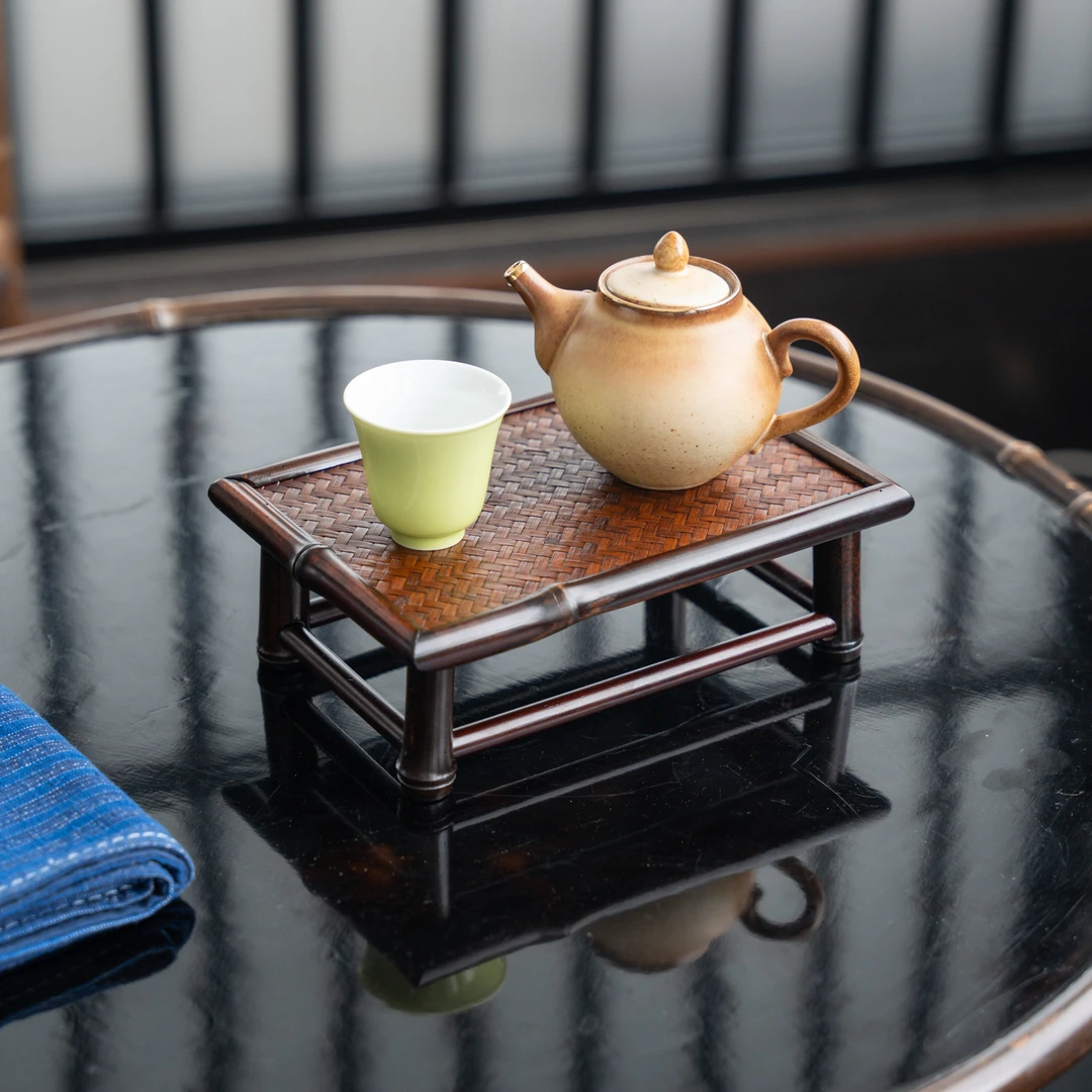 【禅意】紫竹竹编茶台壶架杯架花架花几功夫茶道配件