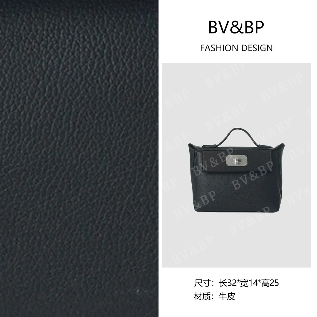 BV&BP· 原创设计 真皮高定手提单肩包 BV2424-黑色银扣