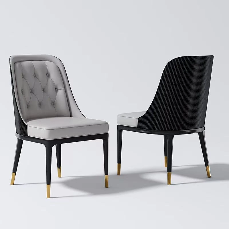 轻奢实木餐椅高端意式轻奢酒店餐厅椅子别墅会所烤漆家用真皮餐椅